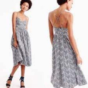 J. Crew Black and White Floral Midi Dress